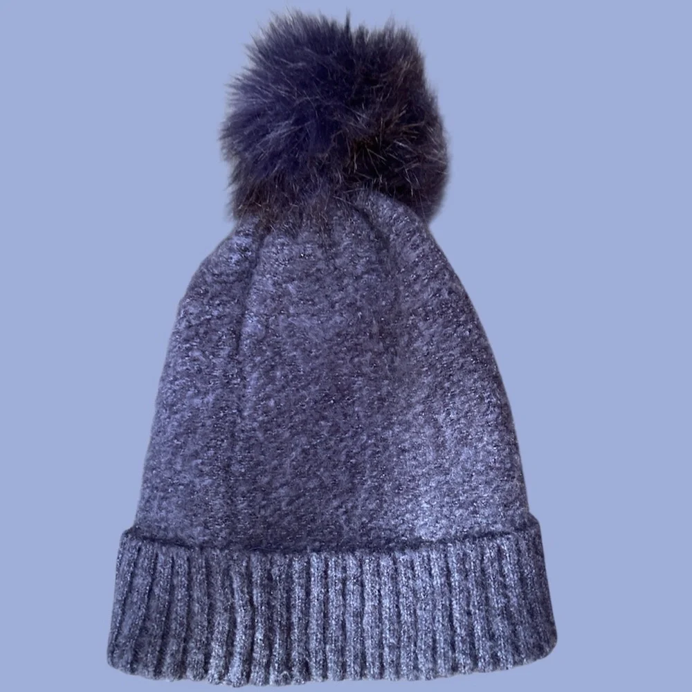 Calia by Carrie Underwood Blue Pom Pom Winter Hat EUC